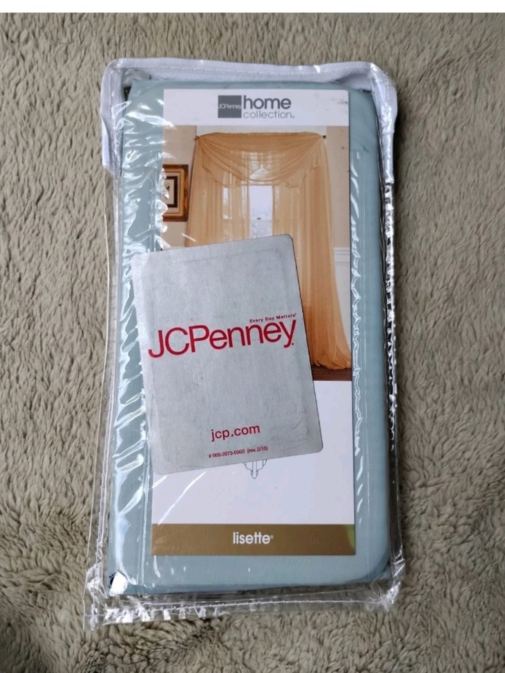 VTG JC Penney Home Collection Lisette Curtain Panel 60x20"-Aqua Dust-New